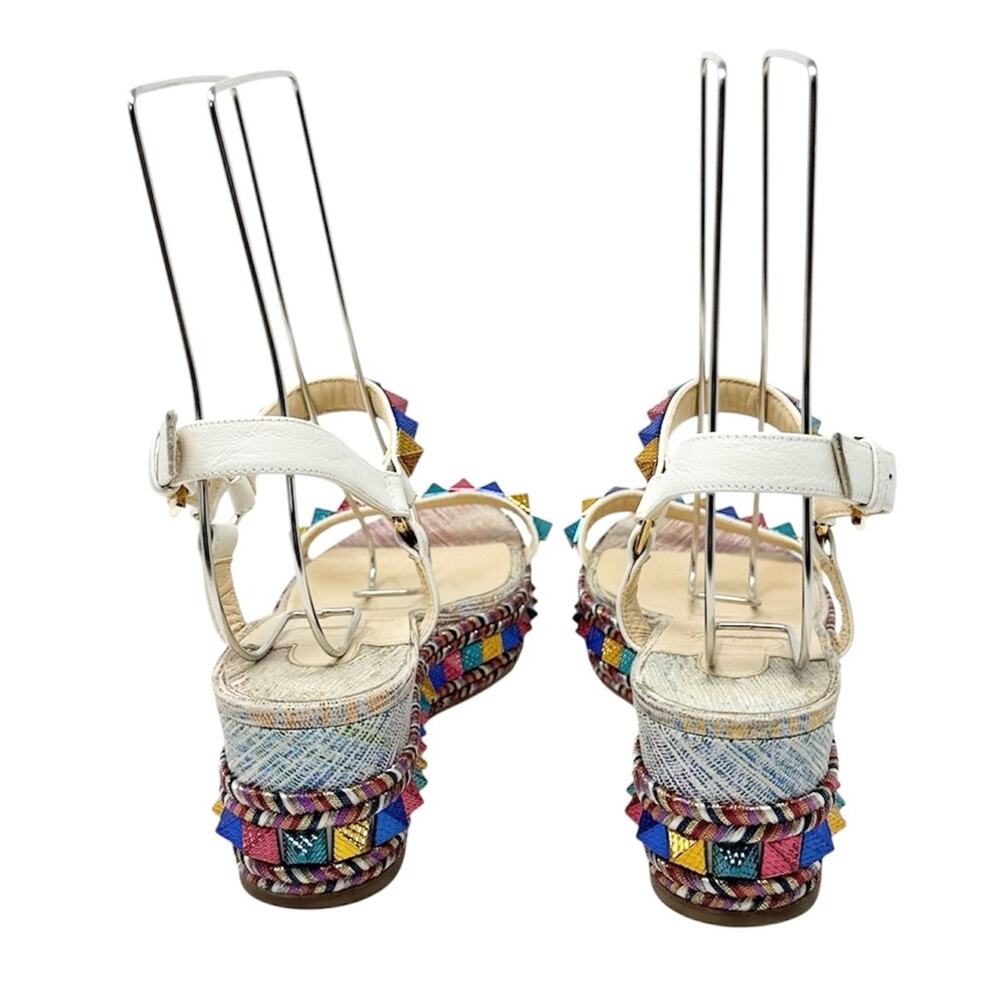 Christian Louboutin Pyraclou Studded Unicorn Platform Espadrille Sandals Size 40 - Picture 5 of 8